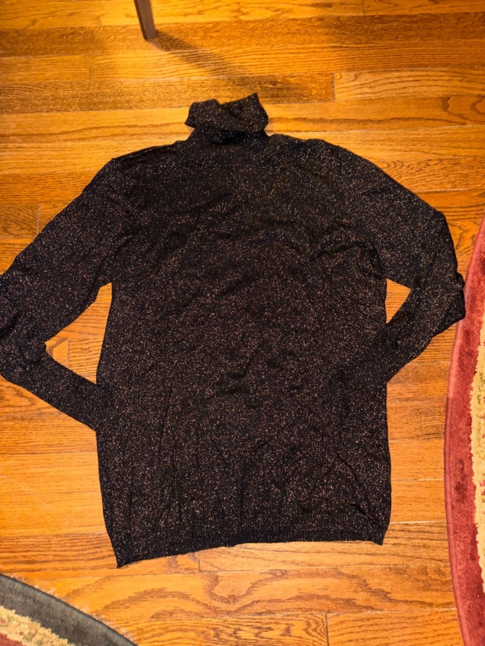 Worthington women’s Black& silver Glitter Turtleneck Sweater- - Picture 3 of 5